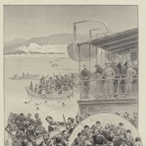 The Ashanti Expedition, the West India Regiment disembarking at Cape Coast (litho)