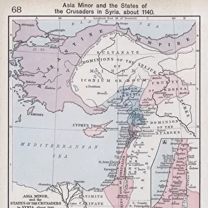 Asia Minor and the States of the Crusaders in Syria, about 1140 (colour litho)