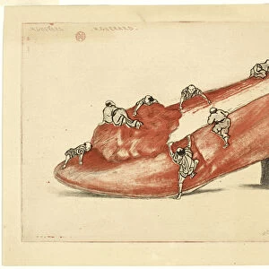 The Assault of the Shoe, 1888 (etching, with open bite, in light red & black on cream