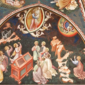 "Assumption of the Virgin"(Jesus carries the Virgin Mary to the sky) and "the Virgin Mary dropping the girdle or Holy Belt to St. Thomas ", c. 1420 (fresco)