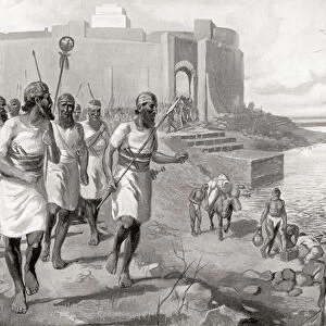 The Assyrian army leaving the city of Assur to oppose the western Semites