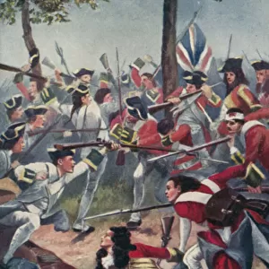 Attack by Lord Clarkes Irish Regiment in the French service, Battle of Ramillies, War of the Spanish Succession, 1706 (colour litho)