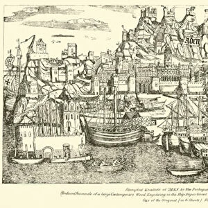 Attempted Escalade of Aden, by the Portuguese under Alboquerque in 1513 (engraving)