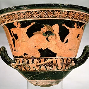 Attic red-figure calyx-krater depicting Herakles Wrestling with Antaeus, from Cervetri