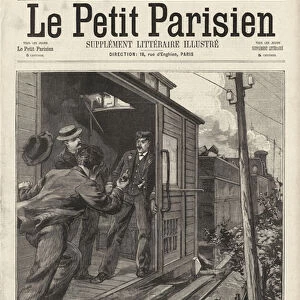Audacious train robbery near Vierzon, France, 1896 (engraving)