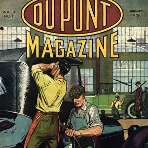Automobile repair, front cover of the DuPont Magazine