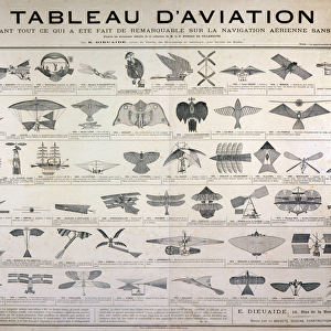 Aviation chart depicting all that was made remarkable on air navigation without balloons