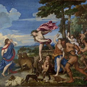 Bacchus and Ariadne, 1520-23 (oil on canvas) (pre-restoration)