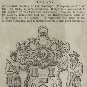 Badge presented to the Master of the Worshipful Company of Gold and Silver Wire-Drawers (engraving)