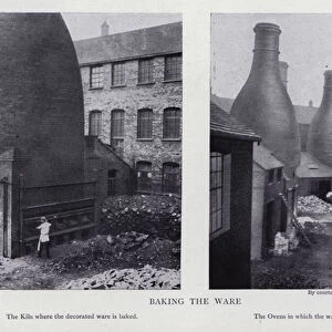 Baking the ware in kilns and ovens at the Doulton and Co factory (b / w photo)