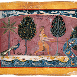 Balarama with His Ploughshare at the Jamna River, c. 1590-1600 (opaque w / c & gold on paper