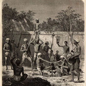 A band of Indian jugglers. Engraving to illustrate the voyage in the meridional provinces