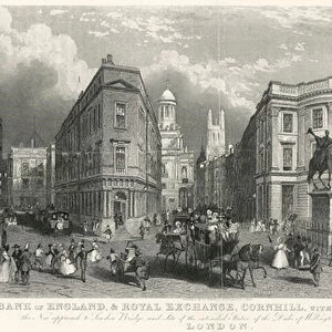 The Bank of England, and Royal Exchange, Cornhill, with King William Street (engraving)