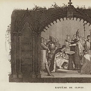 Baptism of Clovis I, King of the Franks, 496 (engraving)