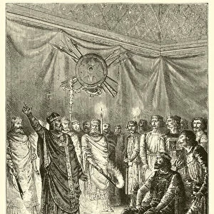 The barons and prelates before King John at Westminster Hall (engraving)