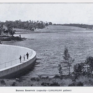 Barossa Reservoir, capacity 1, 000, 000, 000 gallons (b / w photo)