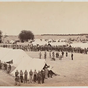 Barrack Square, 78th Highlanders, Kandahar, 1880 circa (b / w photo)
