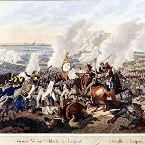 Bataille de Leipzig (bataille des nations), les 16-19 octobre 1813 (engraving)