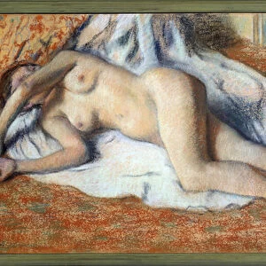 After the bath or naked stretches Pastel painting by Edgar Degas (1834-1917) 1885 Sun