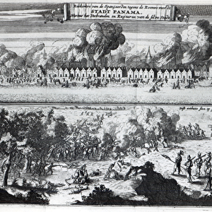 Battle between the Buccaneers and the Spaniards during the attack on Panama in 1671