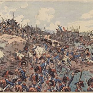 Battle of Jemappes, French Revolutionary Wars, 6 November 1792 (colour litho)