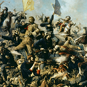 Battle of Little Bighorn, 25th June 1876 (oil on canvas) (centre detail)