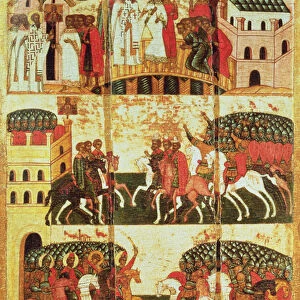 Battle between the Novgorodians and Suzdalians (tempera on panel)