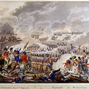 Battle of Waterloo on 18 June 1815. engraving 19th century