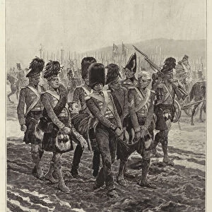 Battles of the British Army, Corunna, carrying Sir John Moore from the Battle-Field (litho)
