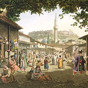 A Bazaar in Athens, plate 1 from Part 1 of Views in Greece, engraved by T