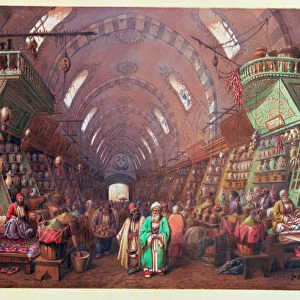 A Bazaar in Constantinople, 1873 (pencil and watercolour)