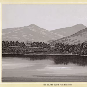 The Beacons, Brecon from the River (litho)