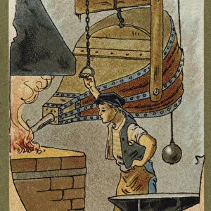 Bellows in a forge (chromolitho)