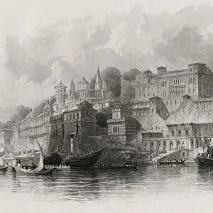 Benares, India, engraved by A. Willmore (1814-88) (engraving)