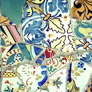 detail bench of Parc Guell, Barcelona Spain (ceramic)