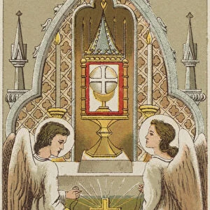 Benediction of the Most Blessed Sacrament (colour litho)