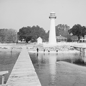 Biloxi Lighthouse, Biloxi, Mississippi, USA, c. 1906 (b / w photo)