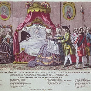 Birth of the Grand Dauphin, Louis Joseph (1781-1789) (colour engraving)
