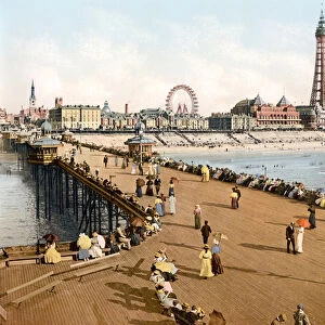 Blackpool from North Pier (hand-coloured photo)