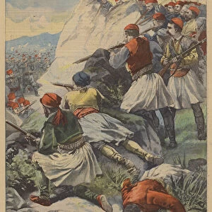 Bloody skirmish in the Balkans (colour litho)