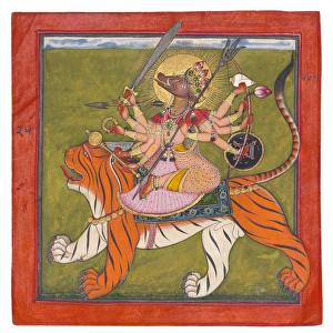 The Boar-faced Goddess, Varahi, c. 1660-70 (opaque w / c, gold, beetle carapaces on paper)
