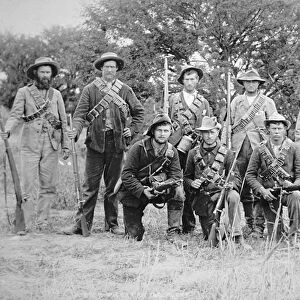 Boer commandos armed with the German Mauser rifle Model 1895 (b / w photo)