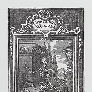 Book-plate of "E Bibliotecha Woogiana" (engraving)