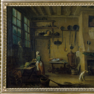 Bourgeoise cuisine - painting by J. B Lallemand (1716 - 1803), late 17th century