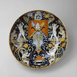 Bowl with the Arms of Pope Julius II and the Manzoli of Bologna surrounded by putti