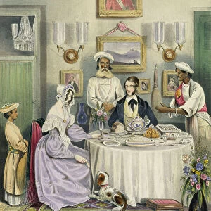 The Breakfast, plate 3 from Anglo Indians, engraved by J. Bouvier, 1842 (litho)