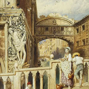 The Bridge of Sighs, Venice, (pencil and watercolour heightened with white)