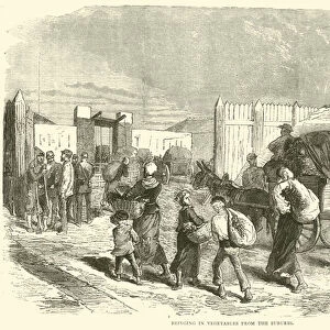 Bringing in vegetables from the suburbs, October 1870 (engraving)