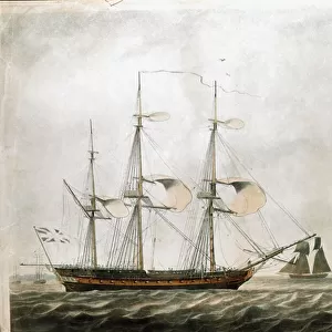 British frigate in the 18th century (19th century print)