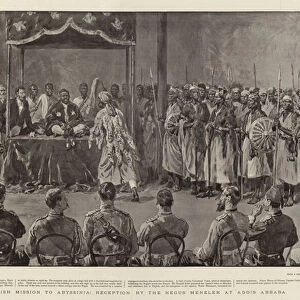 The British Mission to Abyssinia, Reception by the Negus Menelek at Addis Abbaba (litho)